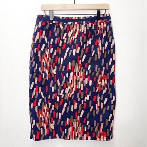 Boden Confetti Navy Blue Pencil Skirt Colorful Abstract Pattern Artsy 8L WG644